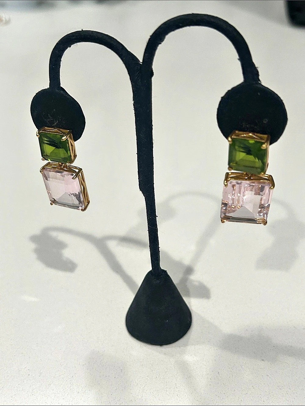 Mindy Grutman Palm Beach Drop Fushia & Peridot Earrings 80